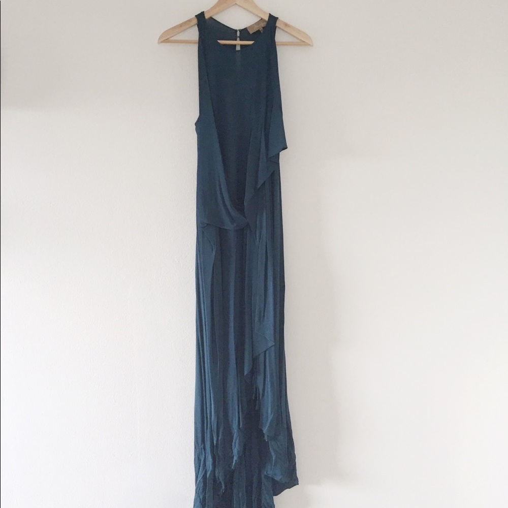 BCBG MaxAzria Teal Asymmetrical High Low Dress